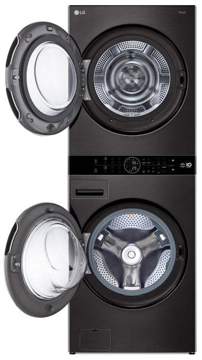 Tour de lavage WashTowerMC haute efficacité LG à chargement frontal avec laveuse de 5,8 pi³ et sécheuse de 7,8 pi³ - acier noir - WKHC252HBA