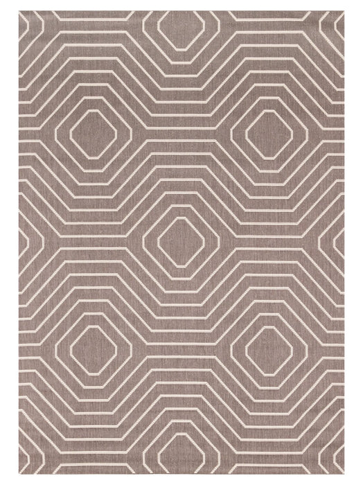 Carpette Suri géométrique 5 pi 3 po x 7 pi 7 po - brune
