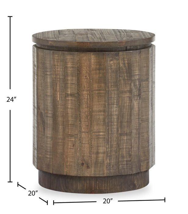 Table de bout ronde rustique Elm de 20 po en pin - brune