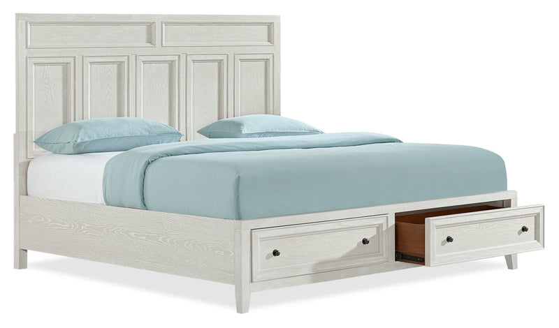 Ensemble de chambre à coucher Casa 6 pièces avec lit, commode, miroir et table de nuit, blanc - format très grand lit