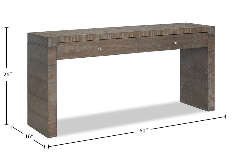 Table de salon moderne Avalon de 60 po en bois massif avec rangement - brune