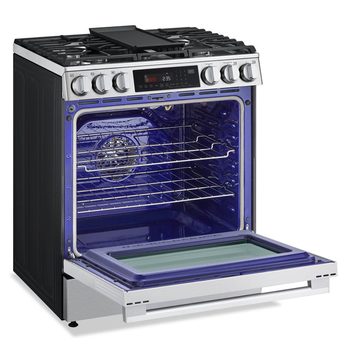 Cuisinière intelligente à gaz encastrée LG de 6,3 pi3 avec friture à air- acier inoxydable résistant aux traces de doigts - LSGL6335X