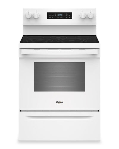 Whirlpool 5.3 Cu. Ft. Electric Range with Air Cooking – White - YWFES5730SW | Cuisinière électrique Whirlpool de 5,3 pi3 avec cuisson à air – blanche - YWFES5730SW
