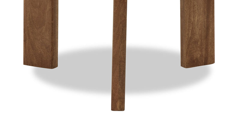 Table à café ronde Merlin de 33 po en bois massif et en marbre - blanche et brune