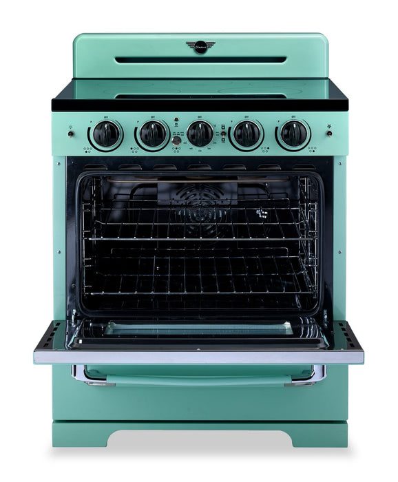 Cuisinière à induction Classic Rétro par Unique de 30 po et de 3,9 pi3 - turquoise brume marine - UNQ-30CR IC T