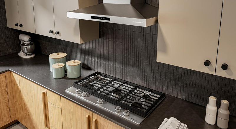 Surface de cuisson à gaz sur métal KitchenAid de 36 po avec grilles en fonte - acier inoxydable - KCGK336SSS