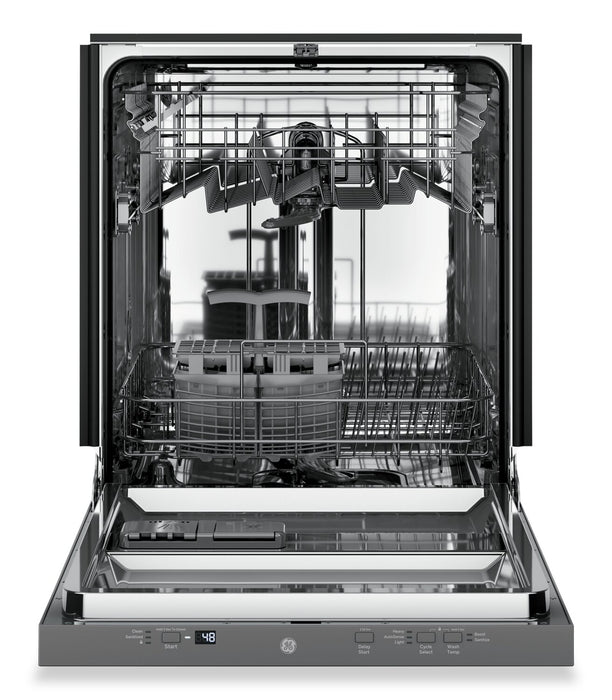 Lave-vaisselle GE de 24 po et de 51 dBA avec commandes sur le dessus et broyeur d’aliments solides PiranhaMC - acier inoxydable - GDT225SSLSS