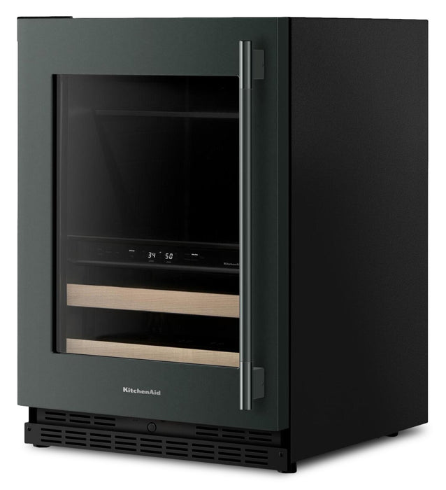 Refroidisseur à boissons KitchenAid de 24 po avec grilles à devant en bois - minerai noir - KUBL524SJP