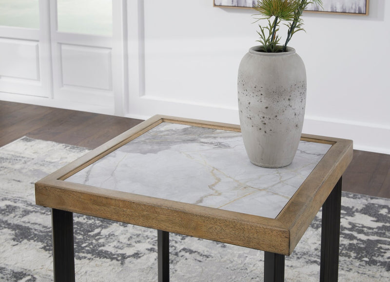 Table de bout contemporaine Marina de 25 po avec carreau en pierre - naturelle
