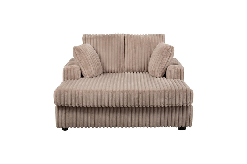 Fauteuil long Karlee de 54 po en tissu de fausse fourrure très douce avec deux porte-gobelets - brun
