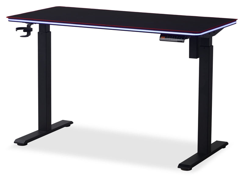 Bureau de jeu Finch de 47 po avec réglage électrique de la hauteur et éclairage à DEL RVB - noir