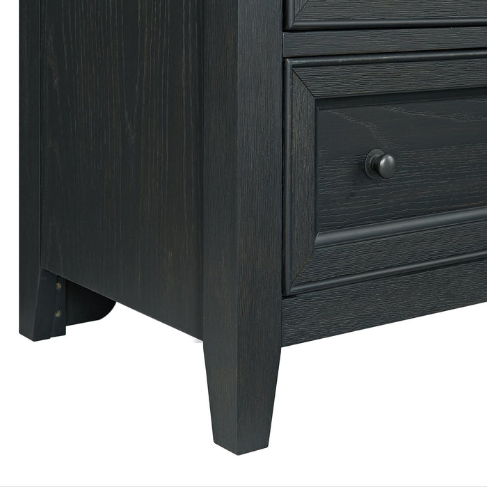 Table de nuit Casa de 27 po (l) x 26,5 po (H) en bois à 3 tiroirs avec port USB - noire