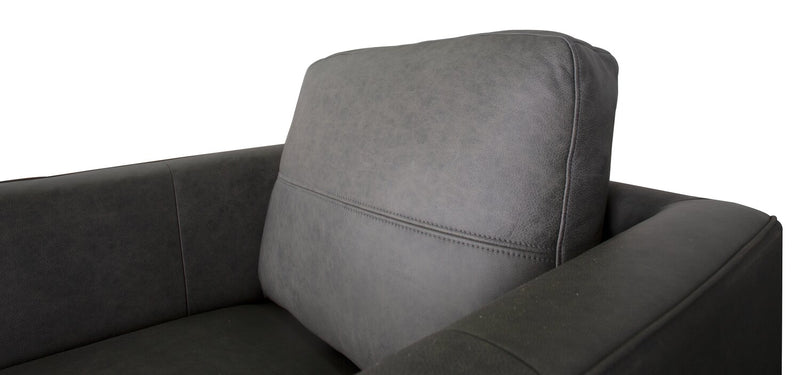 Fauteuil Melrose de 36,5 po en cuir véritable de qualité supérieure avec pattes en métal - gris