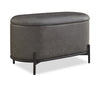 Pouf de rangement Victoria de 18 po en similicuir avec base en métal - anthracite