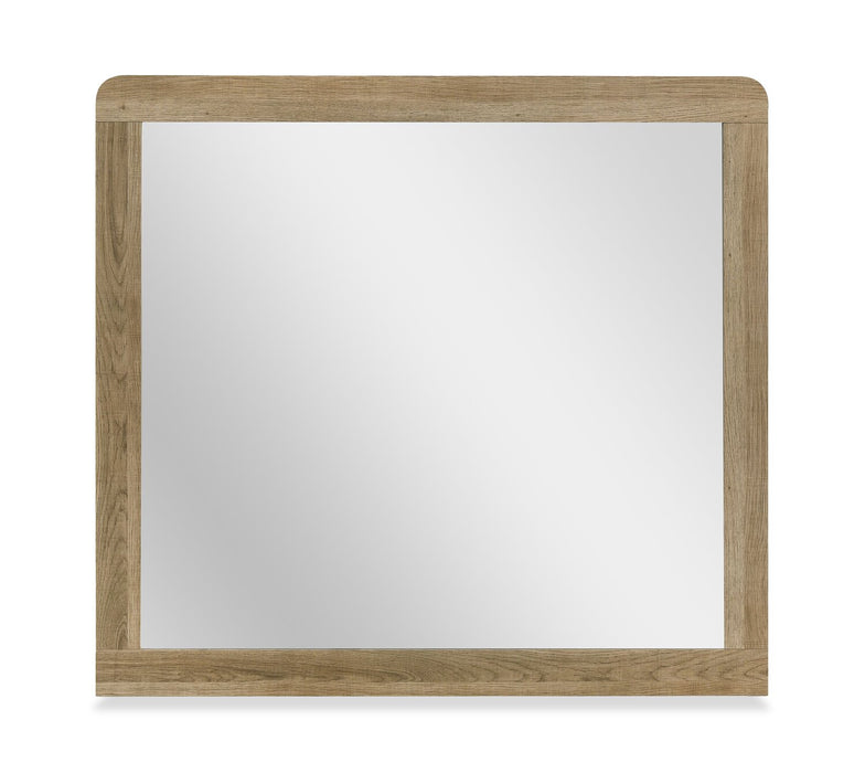 Ensemble de chambre à coucher Sable brun clair 6 pièces avec lit, commode, miroir et table de nuit - format grand lit