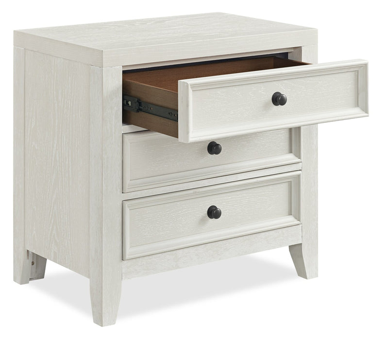 Table de nuit Casa de 27 po (l) x 26,5 po (H) en bois à 3 tiroirs avec port USB - blanche