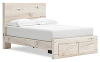  Lit de rangement Derekson blanc rustique avec 2 tiroirs intégrés au pied du lit - format lit double