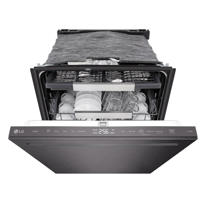  Lave-vaisselle encastré LG à 46 dBA de 24 po avec commandes sur le dessus et QuadWashMC - acier inoxydable noir - LDNPQ555D