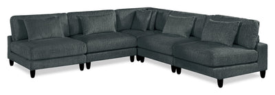 Lounge 5-Piece Chenille Armless Modular Sectional – Grey | Sofa sectionnel modulaire sans accoudoirs Lounge 5 pièces en chenille - gris
