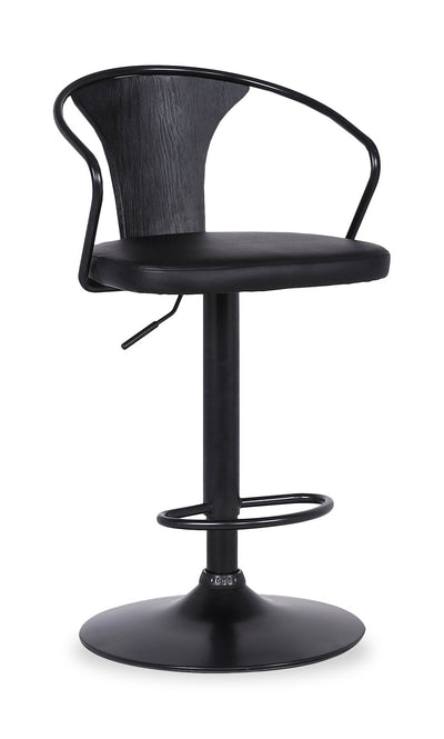 Hero Barstool with Swivel & Adjustable Seat, Vegan Leather Fabric, 23.5-32"H, Metal - Charcoal | Tabouret 23.5-32 po bar Hero en tissu de cuir végétalien et en métal avec siège pivotant et réglable - gris