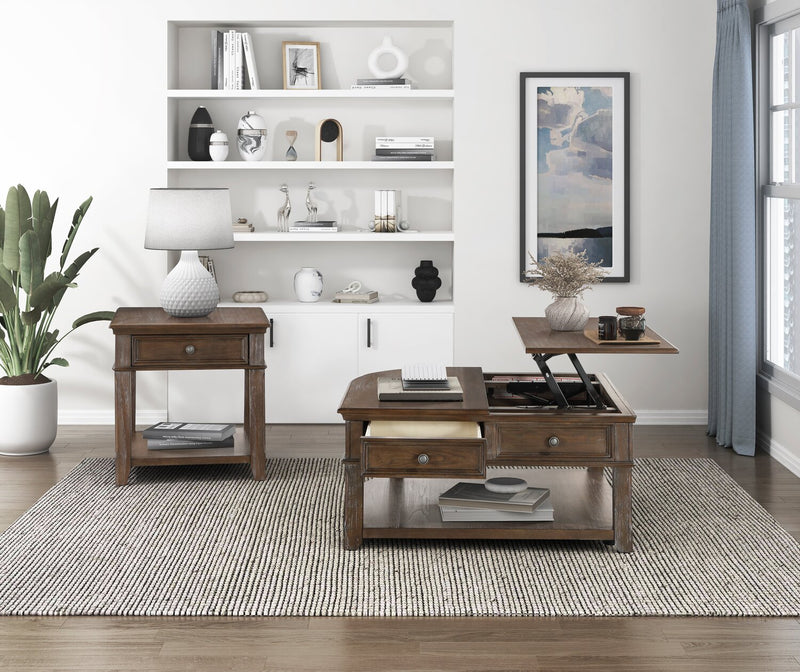 Table de bout traditionnelle Weston de 24 po avec rangement et ports USB - orme brun