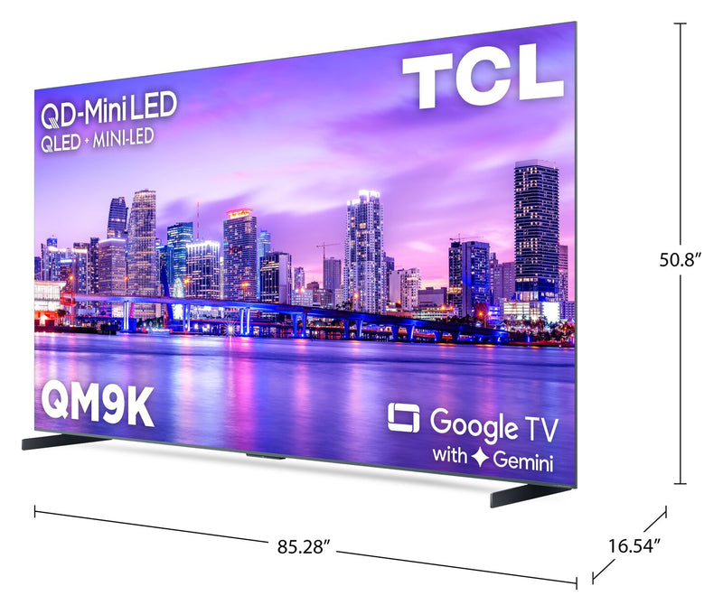 Téléviseur intelligent QLED Mini DEL QD TCL QM9K UHD 4K de 98 po avec Google TV (98QM9K)