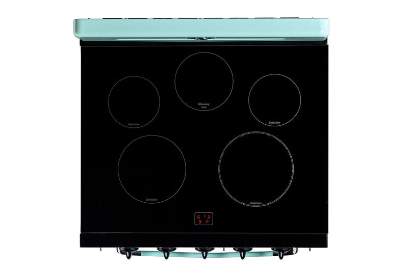 Cuisinière à induction Classic Rétro par Unique de 30 po et de 3,9 pi3 - turquoise brume marine - UNQ-30CR IC T