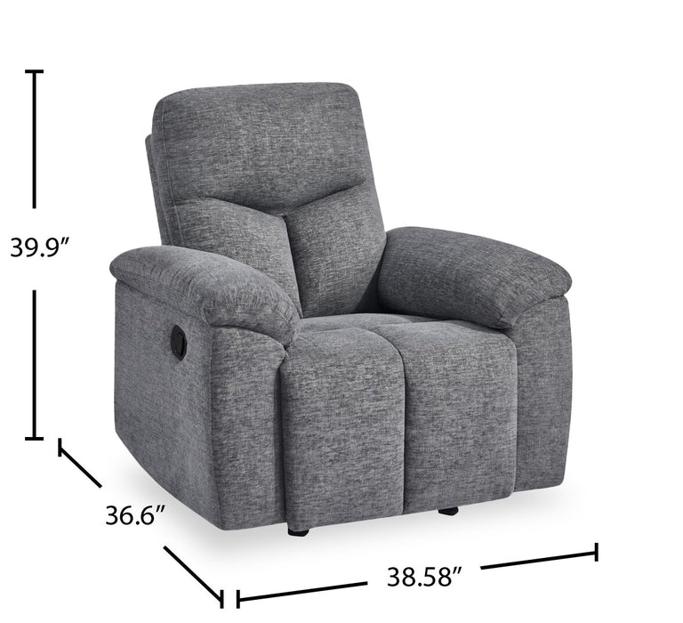 Fauteuil à inclinaison manuelle Blake de 38,58 po en tissu de chenille - gris 