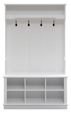Portemanteau Quinn de 39,75 po avec rangement pour chaussures - blanc mat