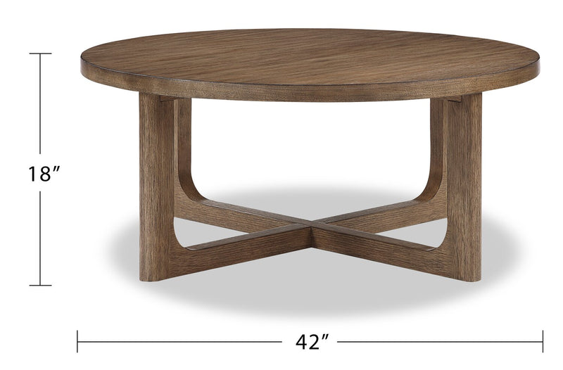 Table à café ronde Maxwell de 42 po - noyer brun clair