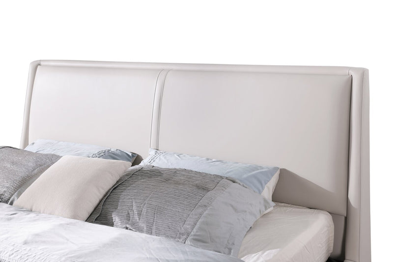 Très grand lit de rangement Nico d’apparence cuir - taupe