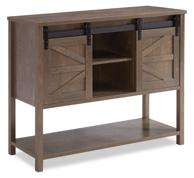 Corbin 47.25" Accent Cabinet with Sliding Barn Doors - Walnut Oak | Armoire décorative Corbin de 47,25 po avec portes de grange coulissantes - chêne noyer