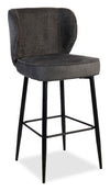 Tabouret Sara de hauteur comptoir de 26 po (H) en tissu d’apparence velours et en métal - gris