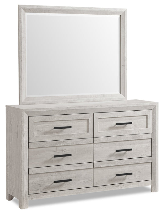 Miroir de commode de chambre à coucher Lark - blanc rustique