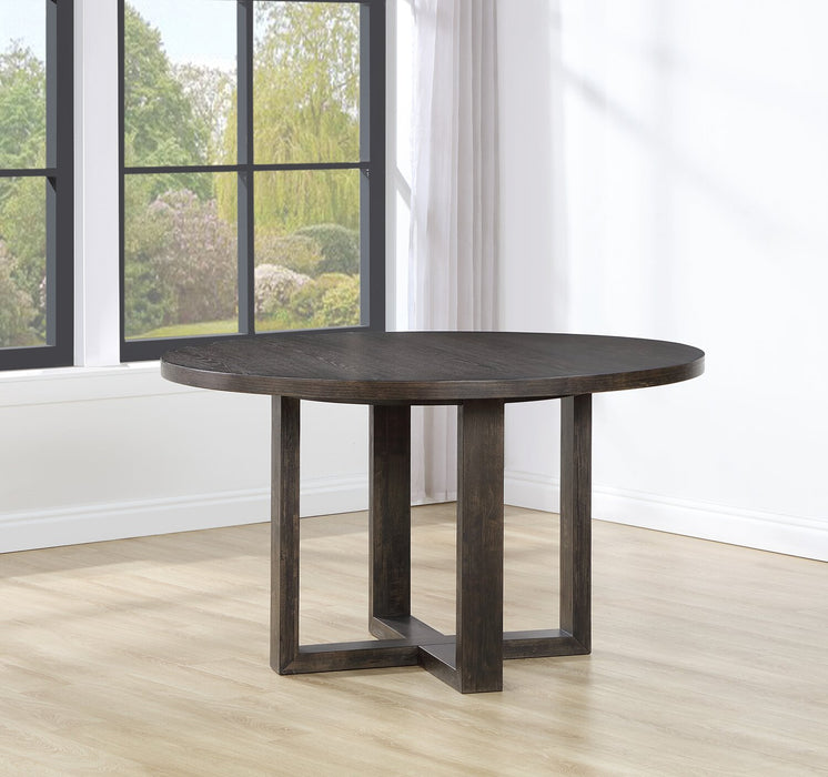 Table de salle à manger ronde Zelda de 52 po (L) avec base piédestal - brun espresso