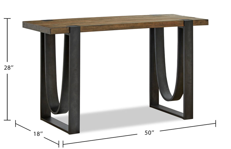 Table de salon industrielle Brewer de 50 po en bois massif - miel rustique