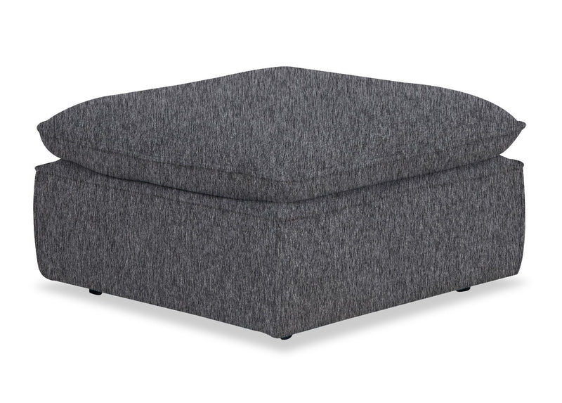 Pouf Farah de 33,85 po en tissu de chenille avec coussin en duvet et plumes - anthracite