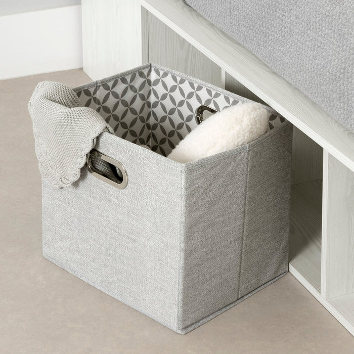 Ensemble lit plateforme et tête de lit à panneau Everley avec rangement et paniers intégrés, blanc - format lit simple