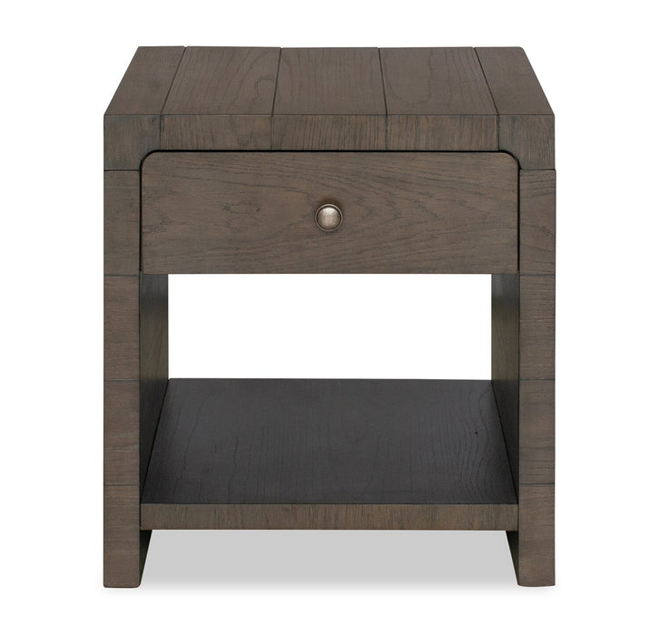 Table de bout moderne Avalon de 22 po en bois massif avec rangement - brune