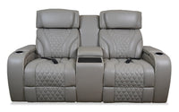  Causeuse de massage à inclinaison électrique Elite de 74 po en cuir véritable avec son immersif et appuie-têtes électriques - mastic