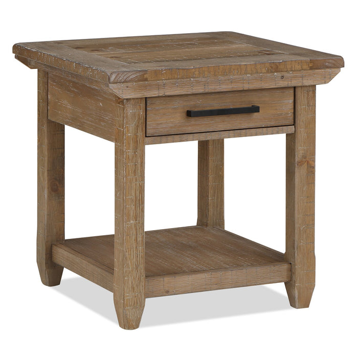 Table de bout rustique Cedar de 24 po avec tiroir de rangement - pin naturel