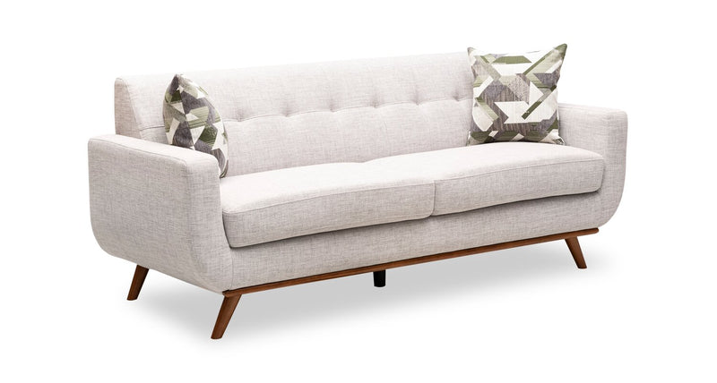 Sofa Freeman de Kort & Co. de 80 po de format condo en tissu d’apparence lin avec base et pattes en bois - blanc colombe