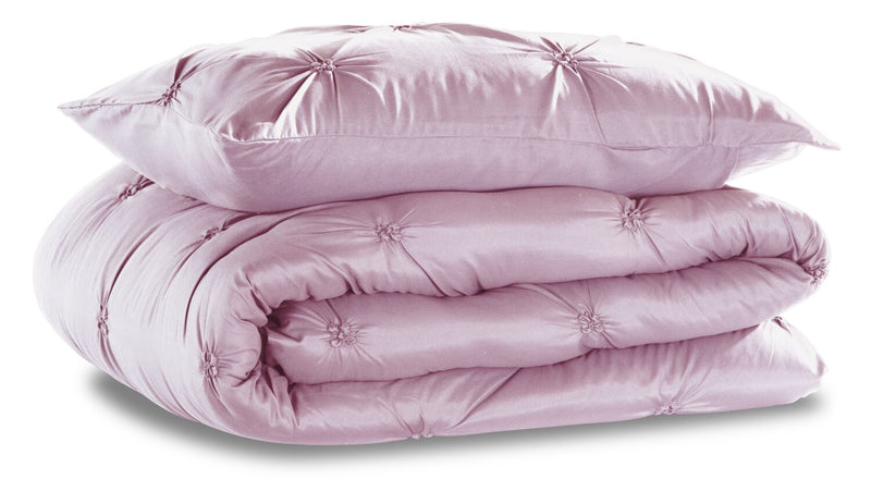 Ensemble d'édredon Penelope 2 pièces rose pour lit simple