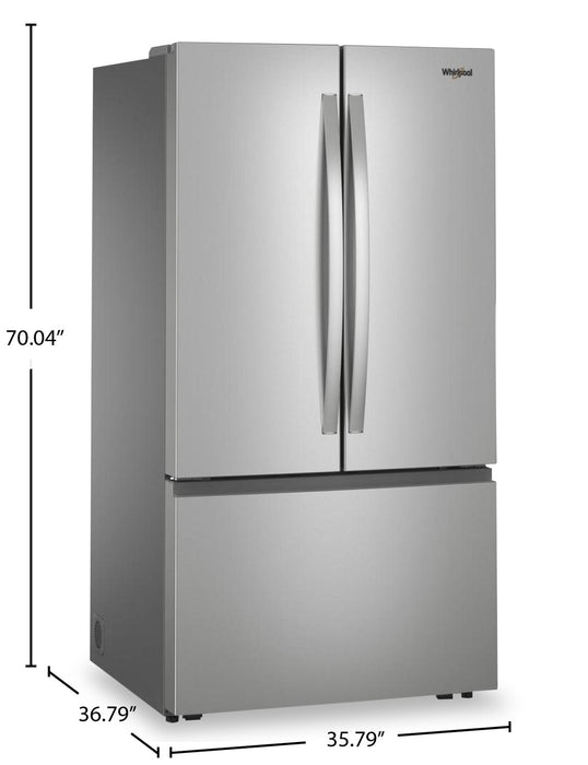 Réfrigérateur Whirlpool de 36 po et de 30,5 pi³ à portes françaises avec distributeur d’eau - acier inoxydable - WRFF3336SZ