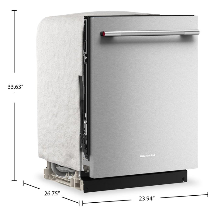 Lave-vaisselle encastré KtichenAid de 24 po et de 47 dBA avec commandes sur le dessus - acier inoxydable avec fini PrintShieldMC - KDTS224SPS