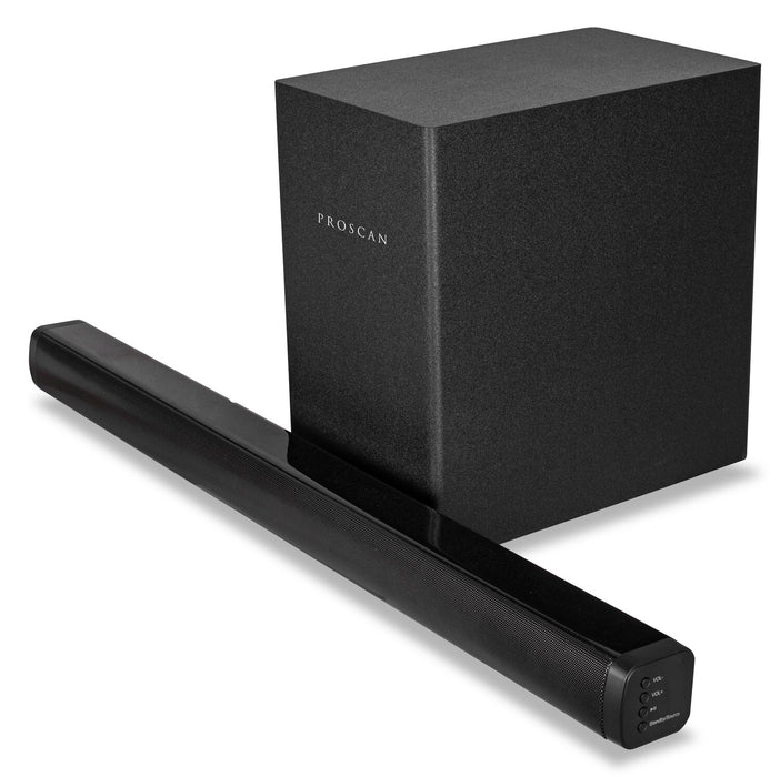 Barre de son Proscan à 2.1 canaux avec Bluetooth et caisson d’extrêmes graves sans fil (PSB446)