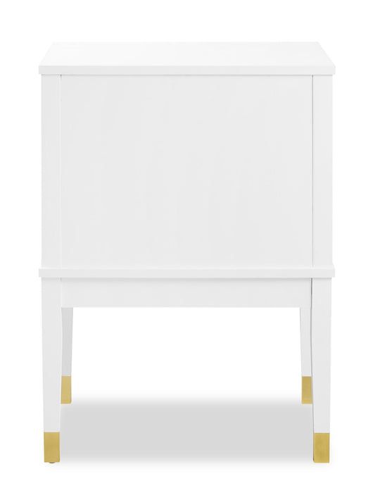 Table de nuit Alia de 18 po (l) x 25,75 po (H) à 2 tiroirs avec touche dorée - blanche