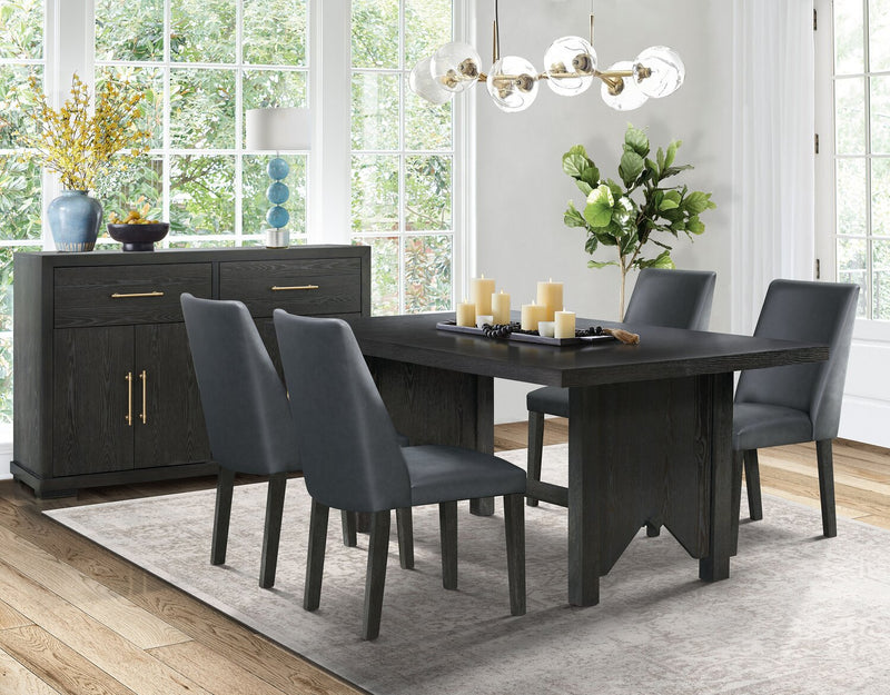 Ensemble de salle à manger Emery 5 pièces en bois avec table, rallonge, 72 po à 96 po (L) et 4 chaises - noir et brun