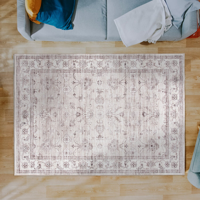 Carpette Aylin ivoire lavable - 5 pi x 7 pi