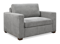  Fauteuil-lit Dusk de 52 po en tissu d’apparence lin avec accoudoirs rectilignes - gris